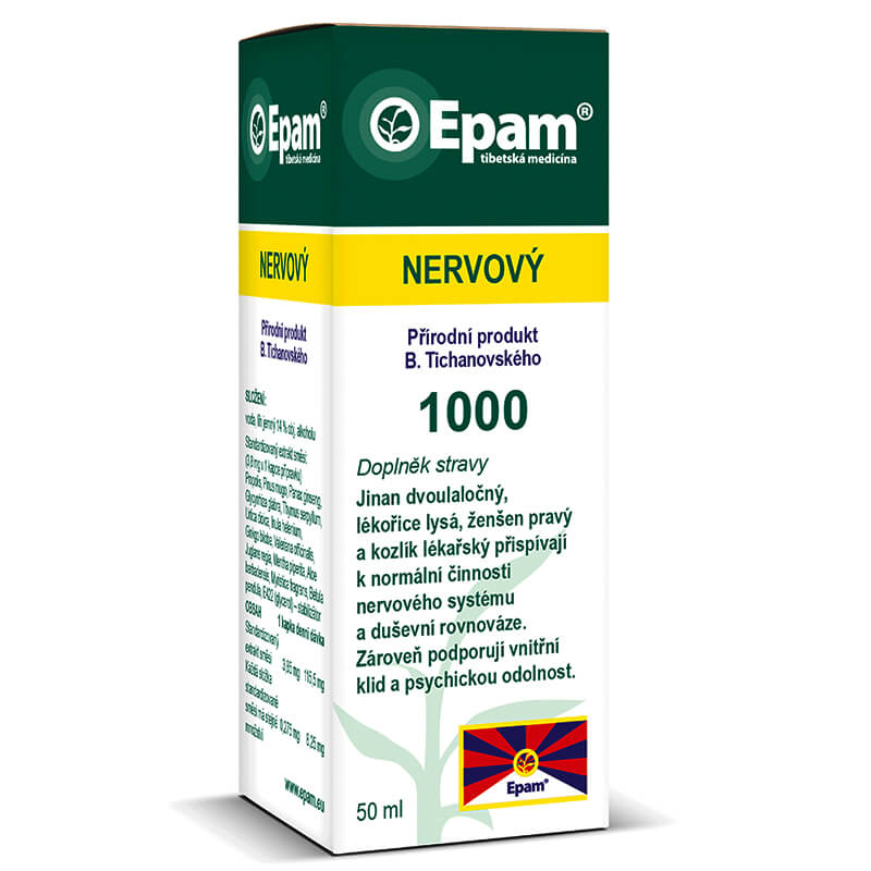 Epam 1000 – Nervový Lahvička Epam 1000 Nervový, 50 ml, tinktura pro podporu nervové soustavy, paměti a kognitivních funkcí.