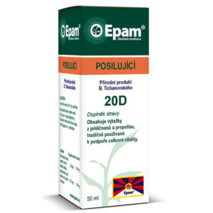 Epam 20 D – Posilující Lahvička Epam 20 D Posilující, 50 ml, varianta pro intenzivní podporu imunity a vitality.