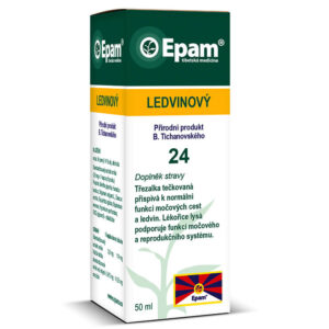 Epam 24 – Ledvinový Lahvička Epam 24 Ledvinový, 50 ml, bylinné kapky pro normální funkci ledvin a močových cest.