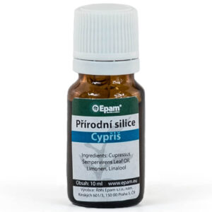 Cypřiš Lahvička 100% přírodní silice Cypřiš Epam, 10 ml, pro zklidnění, podporu oběhu a úlevu při psychickém vyčerpání.