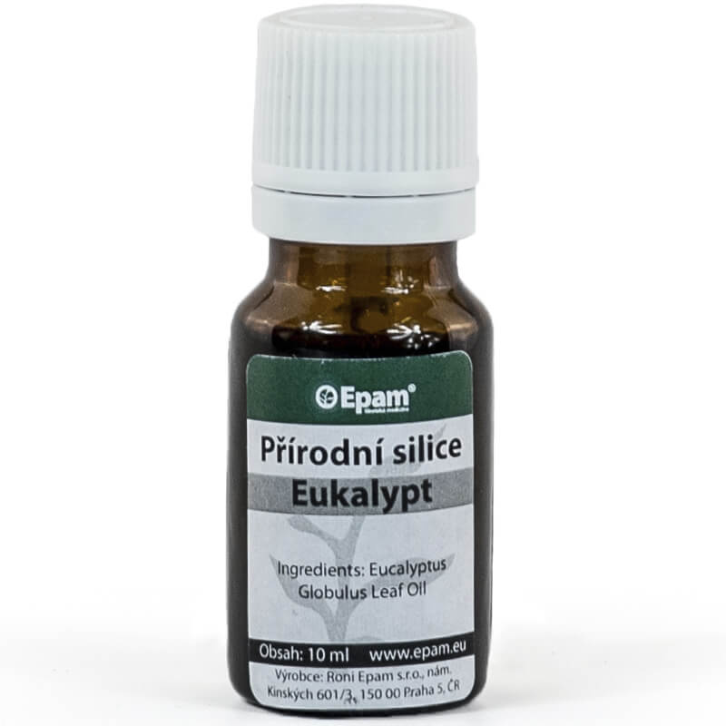 Eukalypt Lahvička 100% přírodní silice Eukalypt Epam, 10 ml, silná vůně pro uvolnění dýchacích cest a antiseptické účinky.