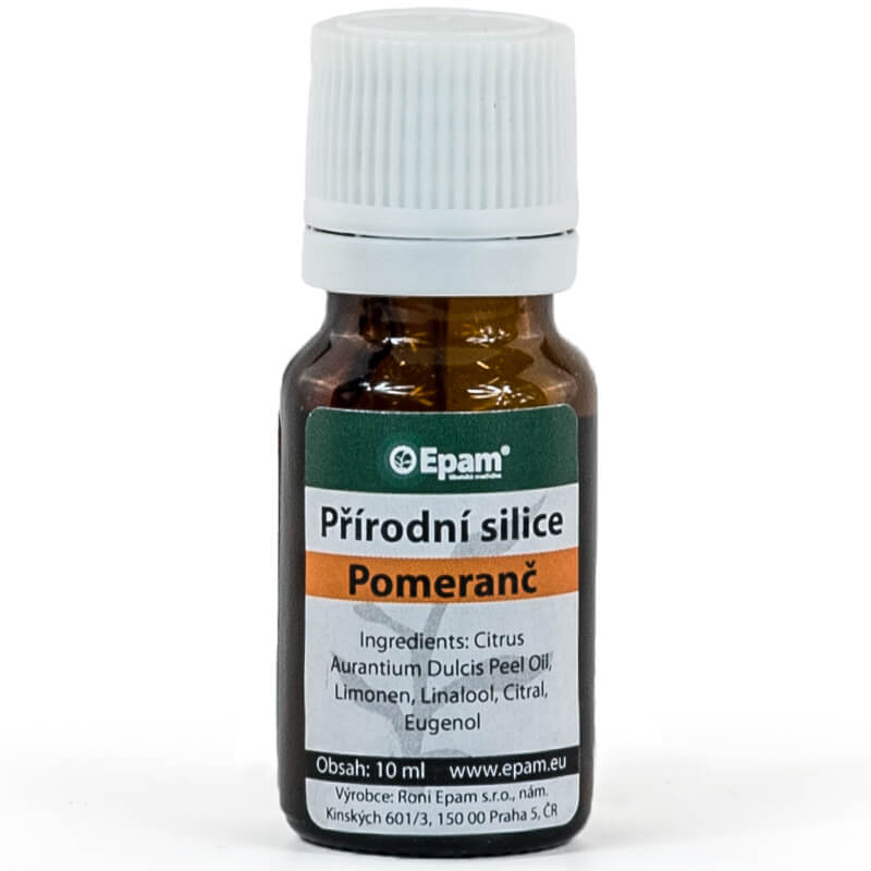 Pomeranč Lahvička 100% přírodní silice Pomeranč Epam, 10 ml, sladká vůně pro zlepšení nálady, optimismus a uvolnění stresu.